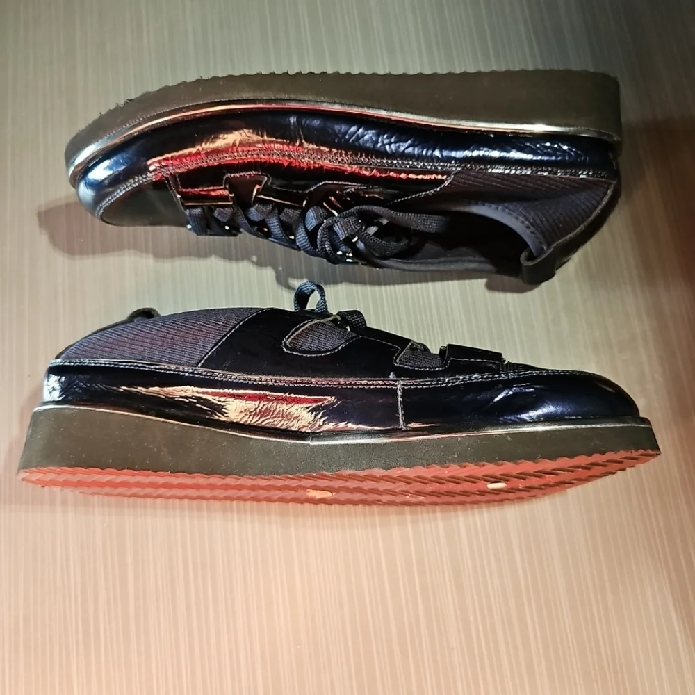 Ron White Noki Stretch Fabric & Crinkle Nappa Leather Wedge‎ Sneaker 37.5 (US 7)